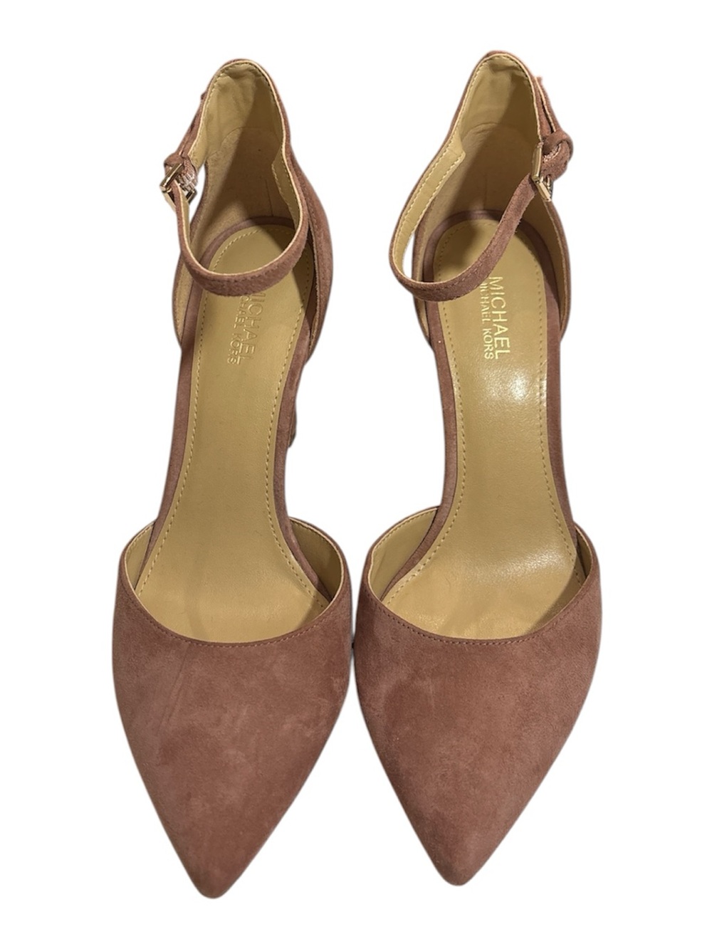 Michael Kors Dusty Rose Pointed-Toe Ankle-Strap Suede Pumps - Picture 4 of 7
